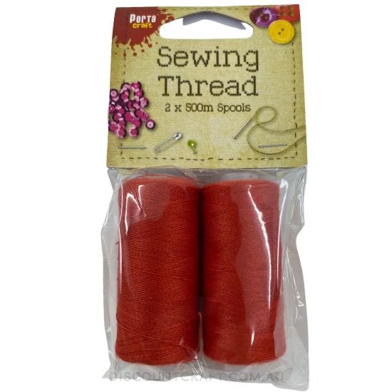Sewing Thread 500m 2pk Red Discount Craft