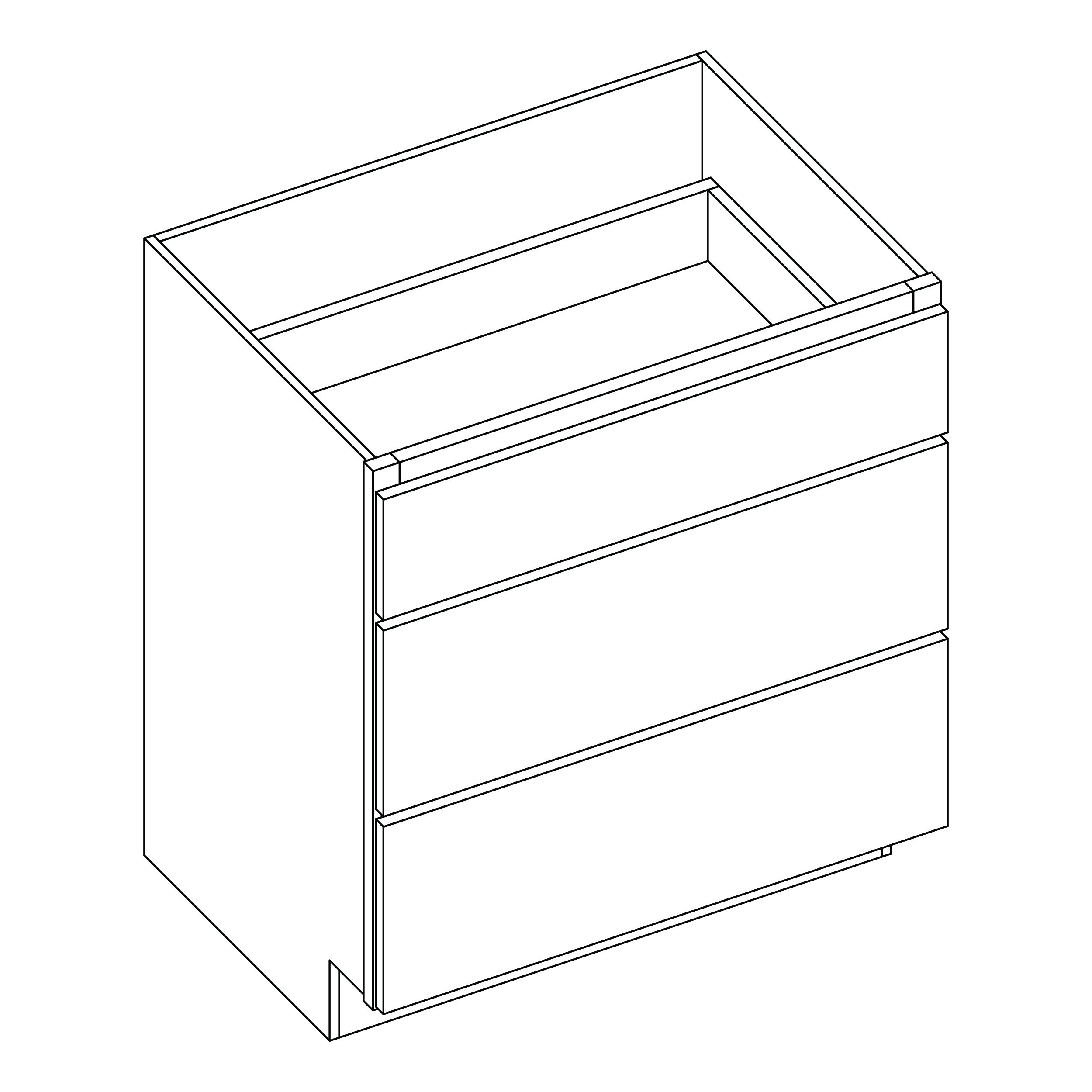 KCDEGDB123PA KCD Essential Gray 12" Three Drawer Base