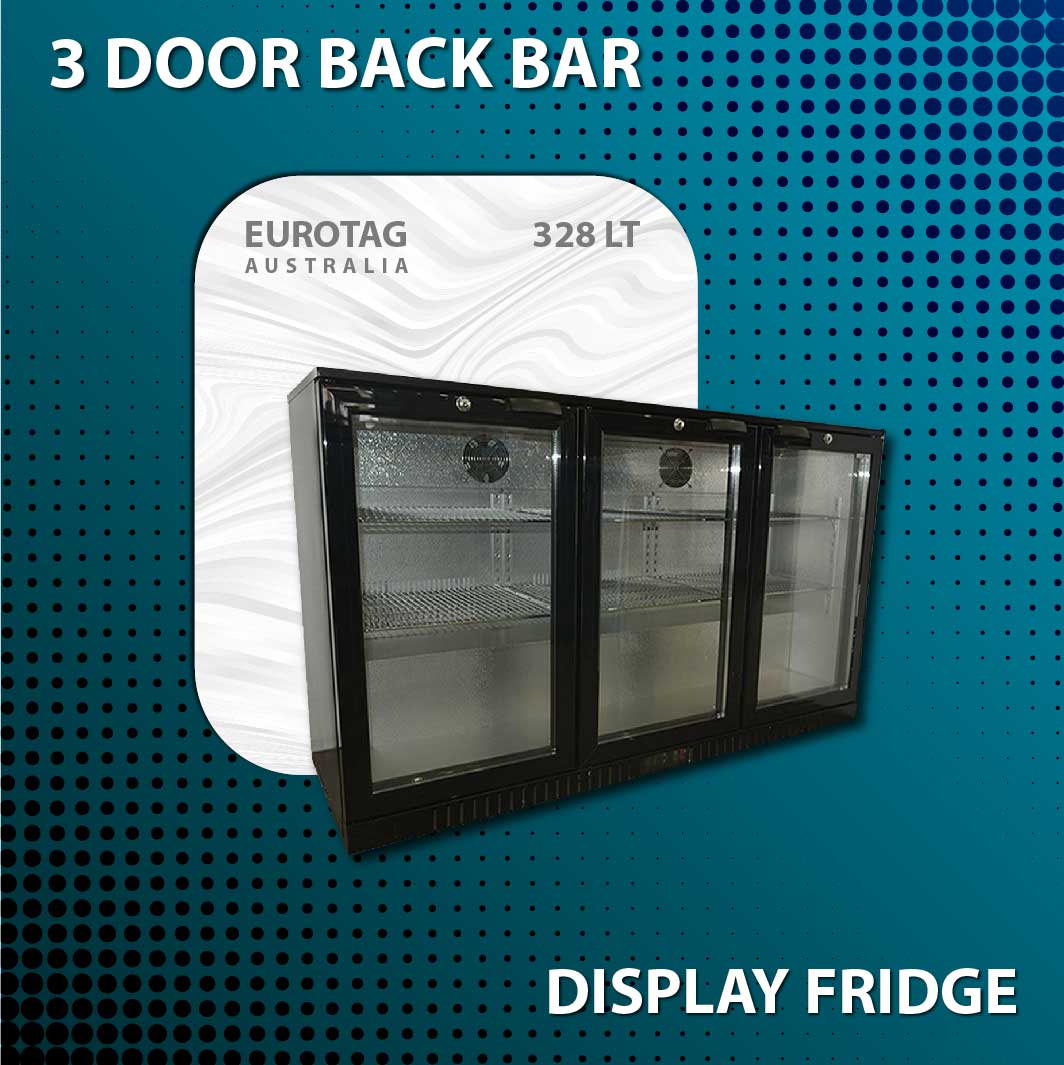 EUROTAG 328LT 3 DOOR UNDER BENCH BACK BAR DISPLAY FRIDGE Discount