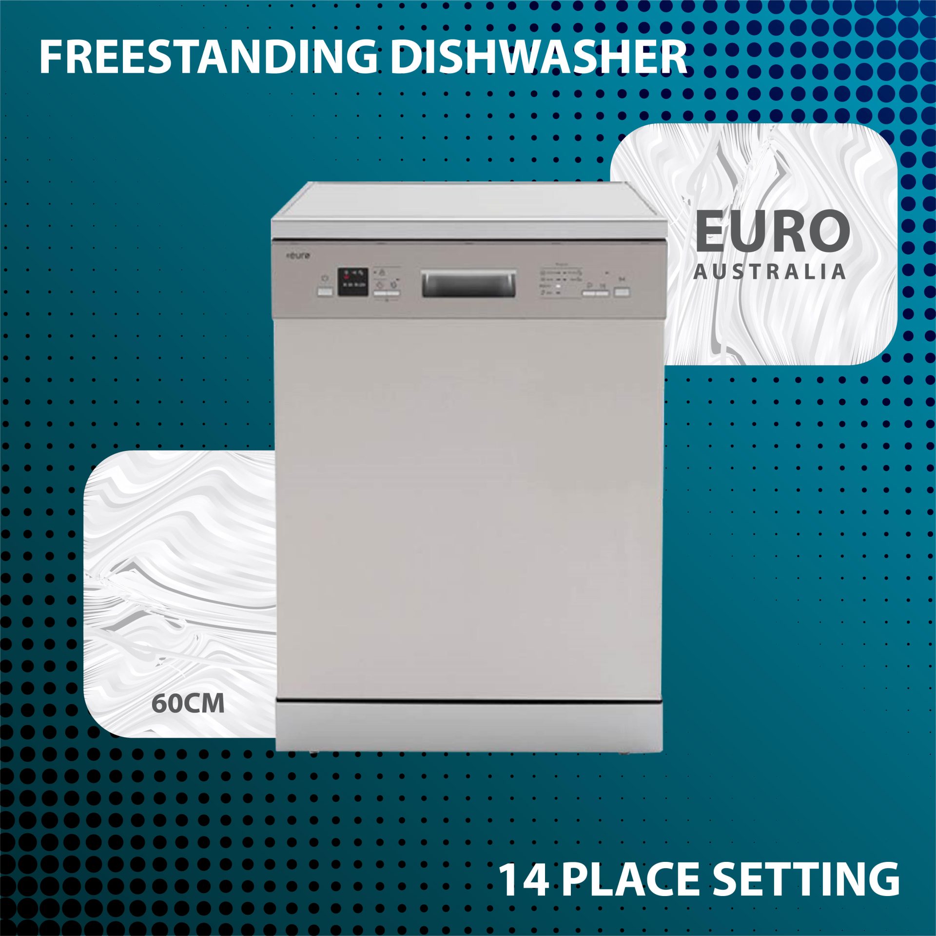 EURO ED614SX 60cm Freestanding Dishwasher 14 Place Setting