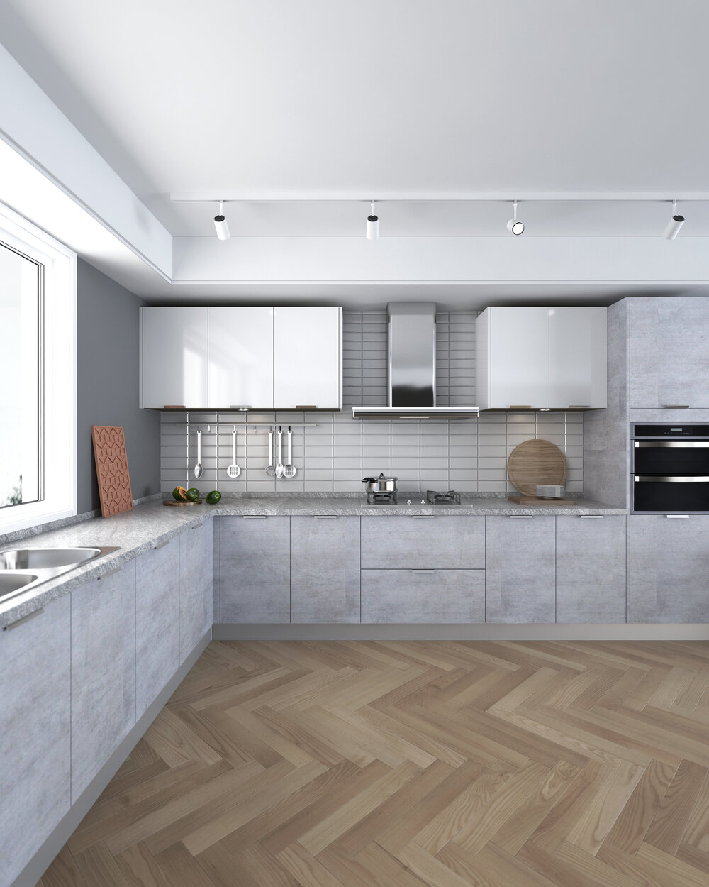 J43 Elemental Concrete Textured Laminate Kitchen DKBC