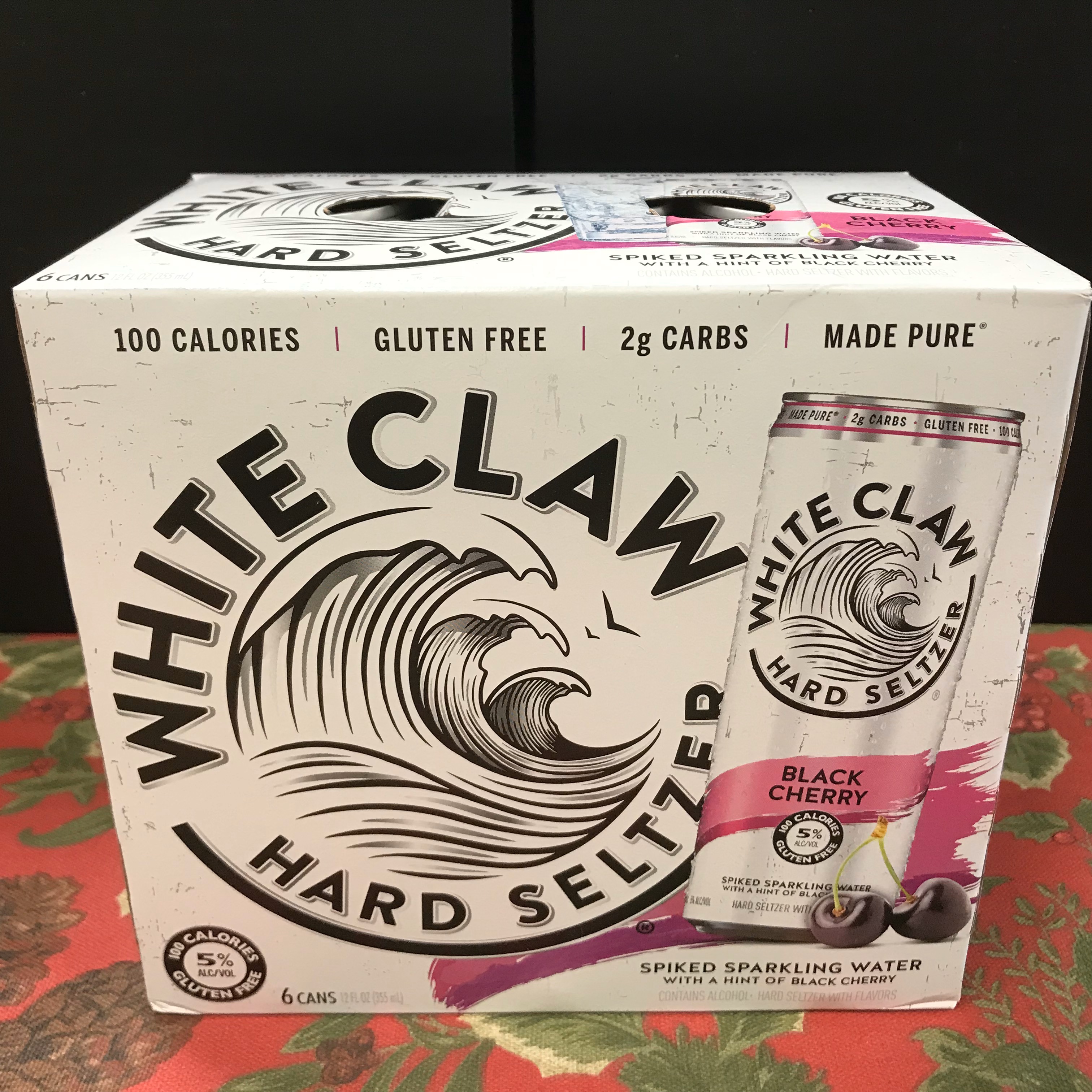 White Claw Black Cherry Hard Seltzer 6 x 12 oz cans [hard seltzer low