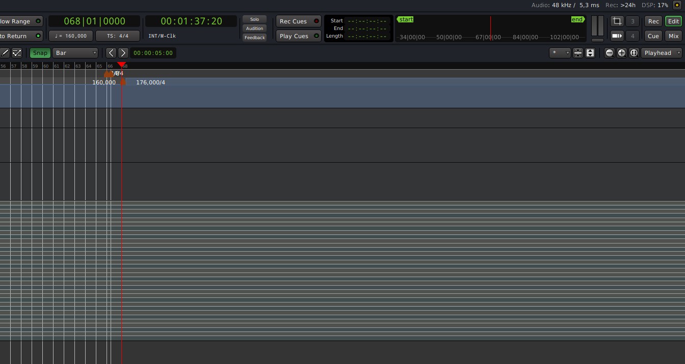 Time Signature and Tempo Change messed up Ardour