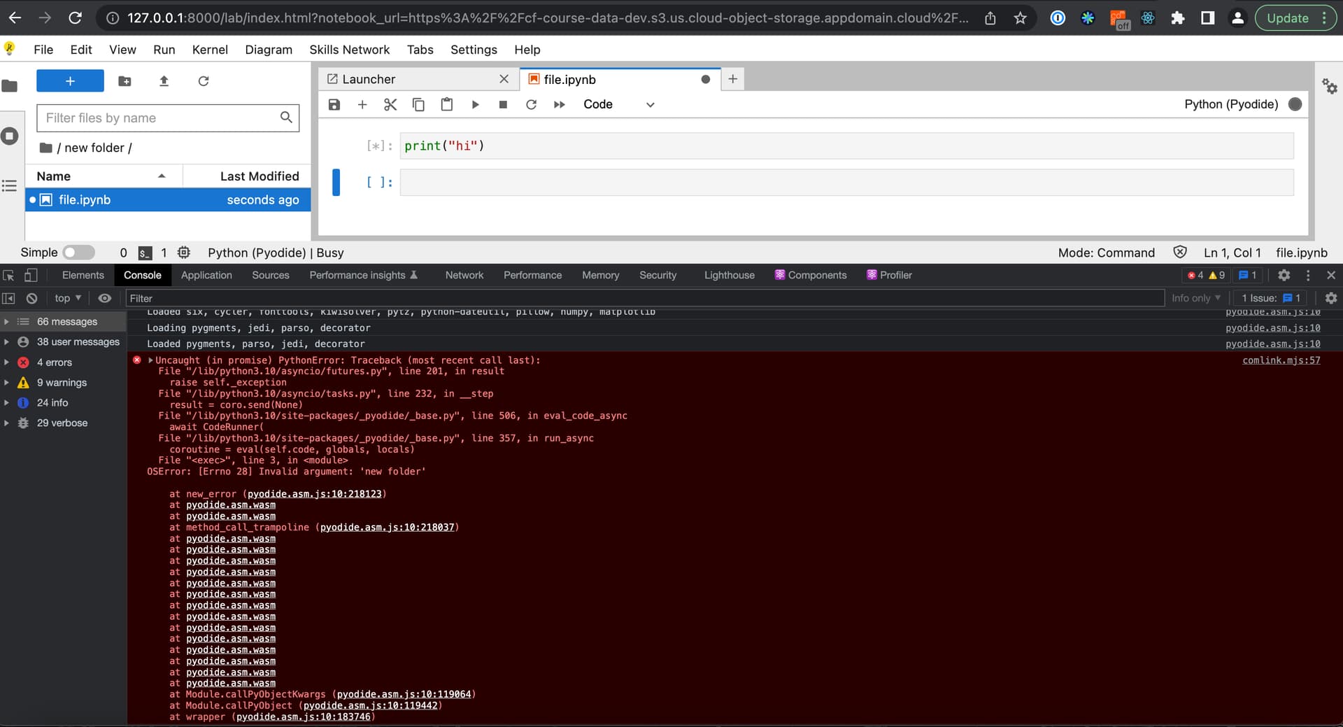 Jupyterlite Python (Pyodide) sometimes fails to work JupyterLab