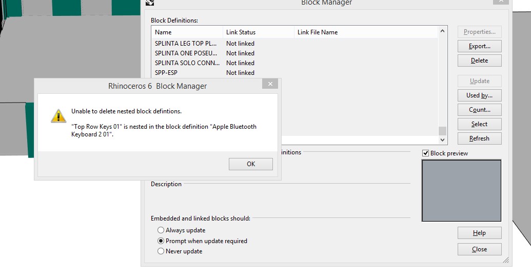 How to delete nested blocks all together quickly! Rhino for Windows