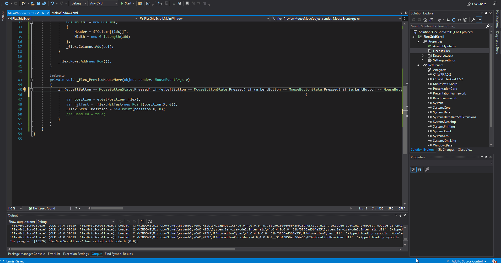 FlexGrid Scrollbar jumps WPF Edition ComponentOne Studio MESCIUS