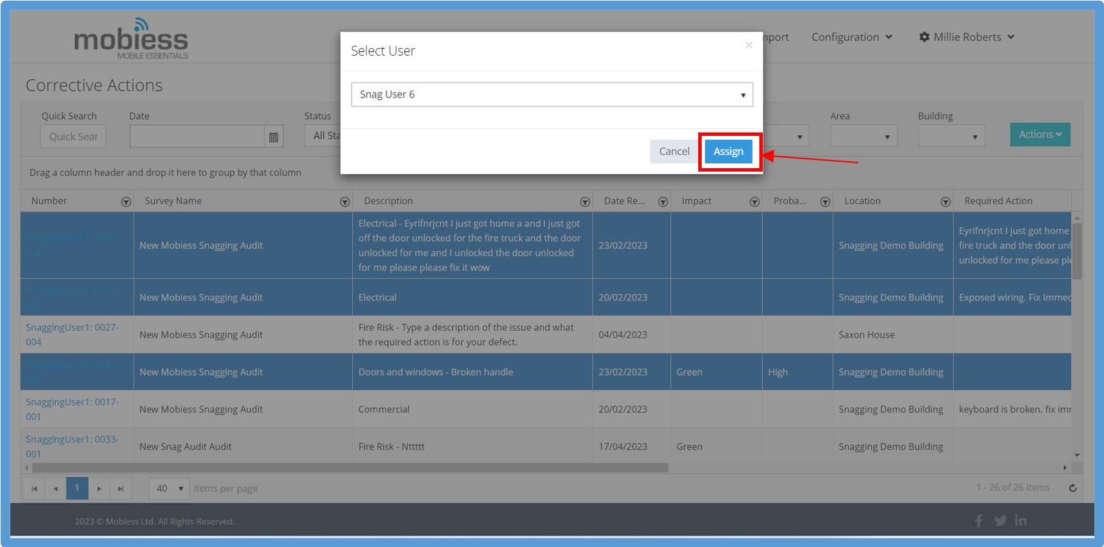 Snag App How to Assign a Defect/Corrective Action to a User Snag App