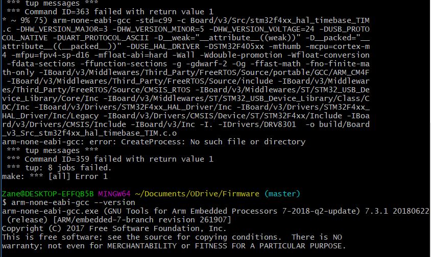Armnoneeabigcc error CreateProcess No such file or directory