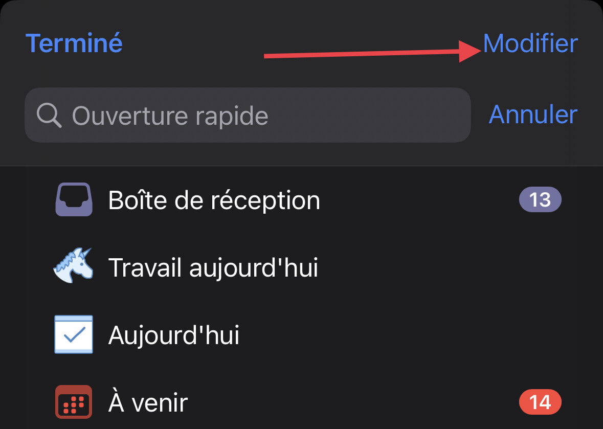 How to change perspectives listed in bottom bar on iPhone OmniFocus