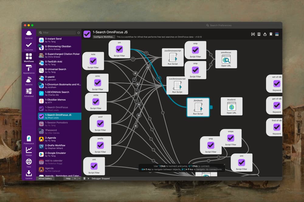 How to use OmniFocus task variables in Alfred workflow OmniFocus
