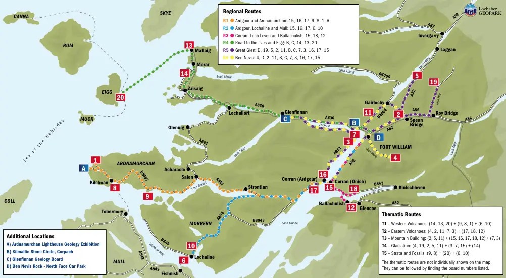 Glen Coe Scotland Map Scenic Drive Lochaber Geopark Rock Routes Discover Glencoe