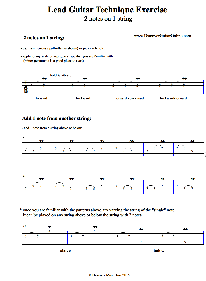 Lead Guitar Exercise 2 notes on 1 string Discover Guitar Online