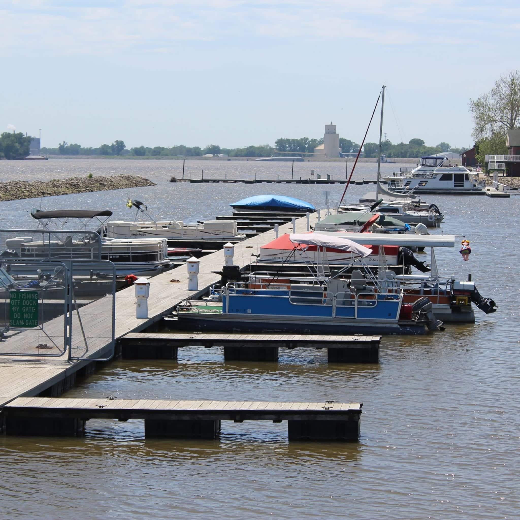 Boat harbor slip rentals available, gas dock is open Discover Muscatine