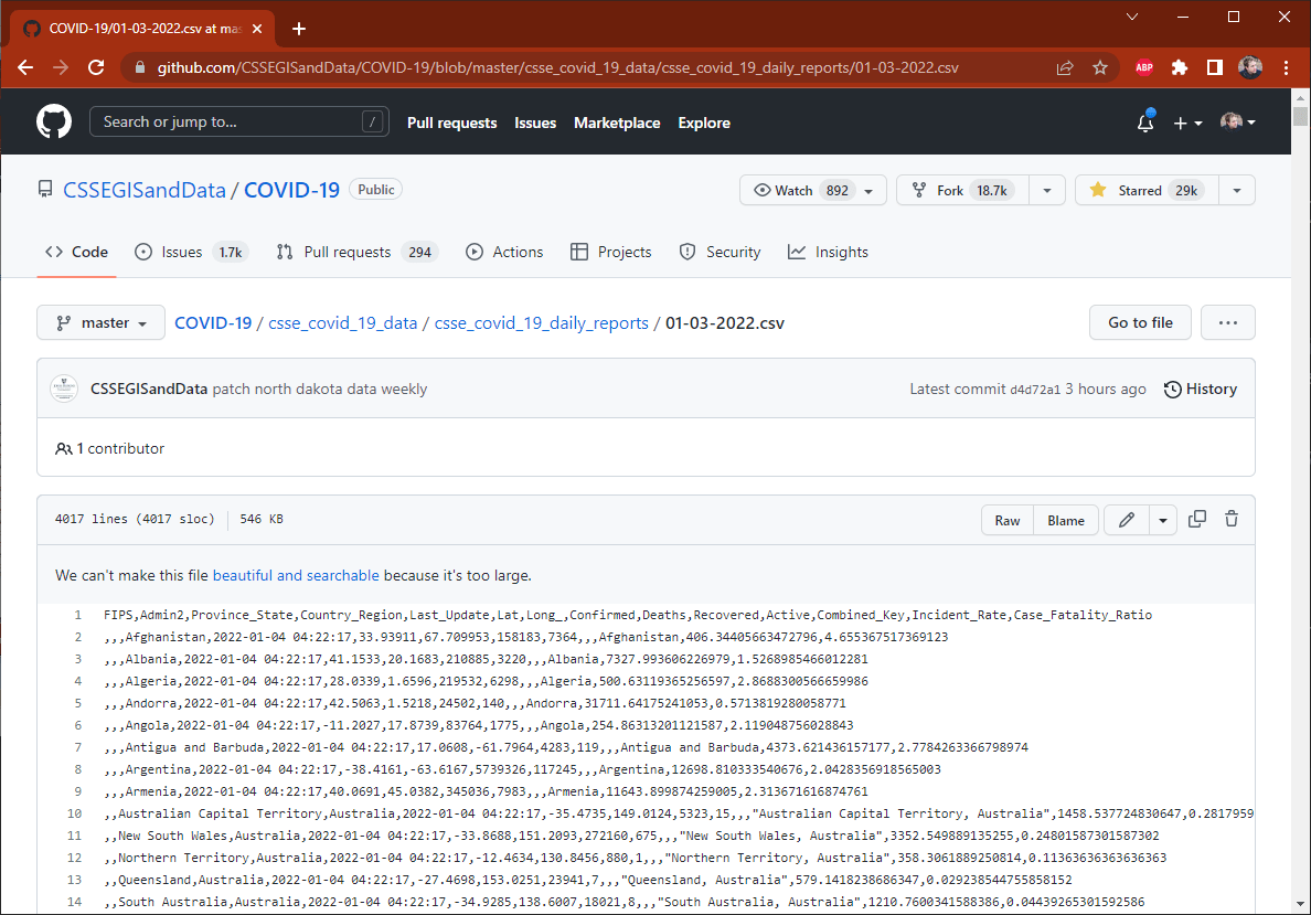 Exploring COVID19 Data from GitHub Data Science Discovery