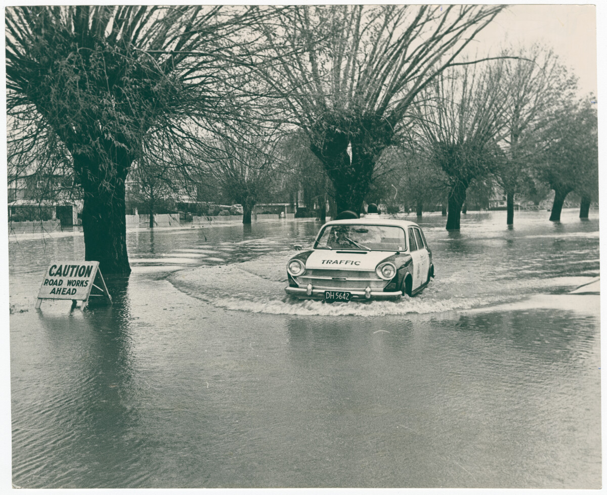 Flooding in Hagley Park discoverywall.nz