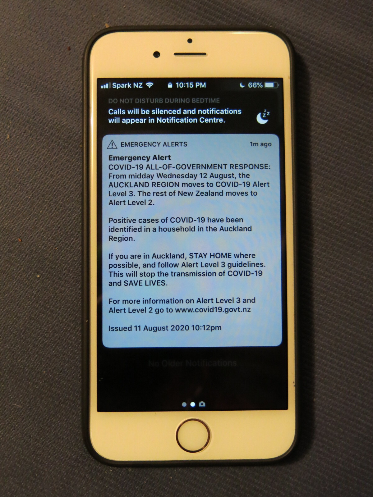 Tuesday 11 August 10.12pm COVID level change announcement