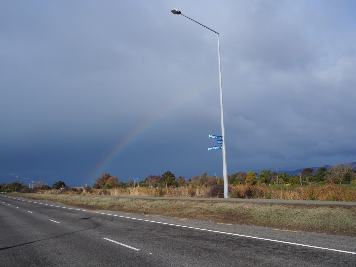 Rainbow over Avondale discoverywall.nz