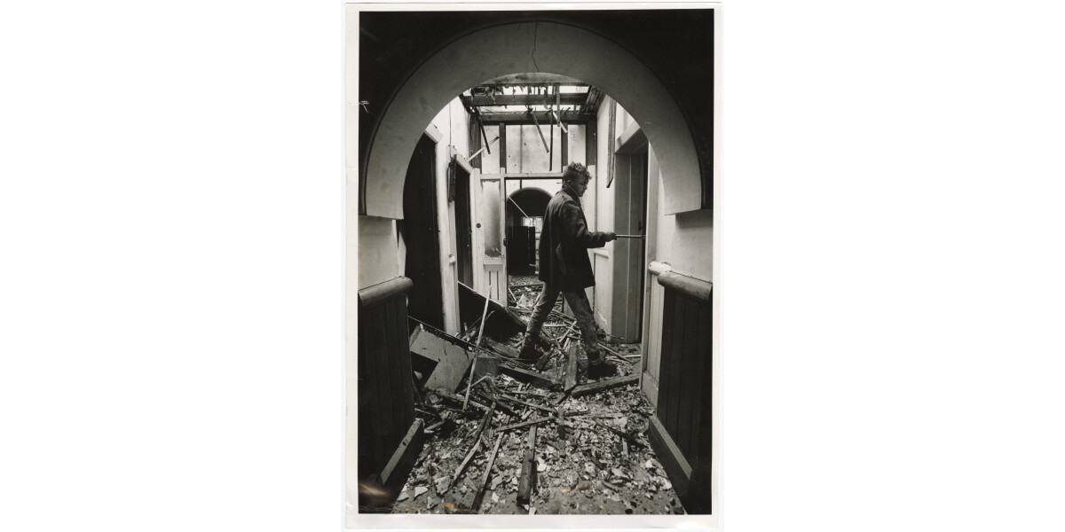 Salvage worker in former Mott House YMCA discoverywall.nz