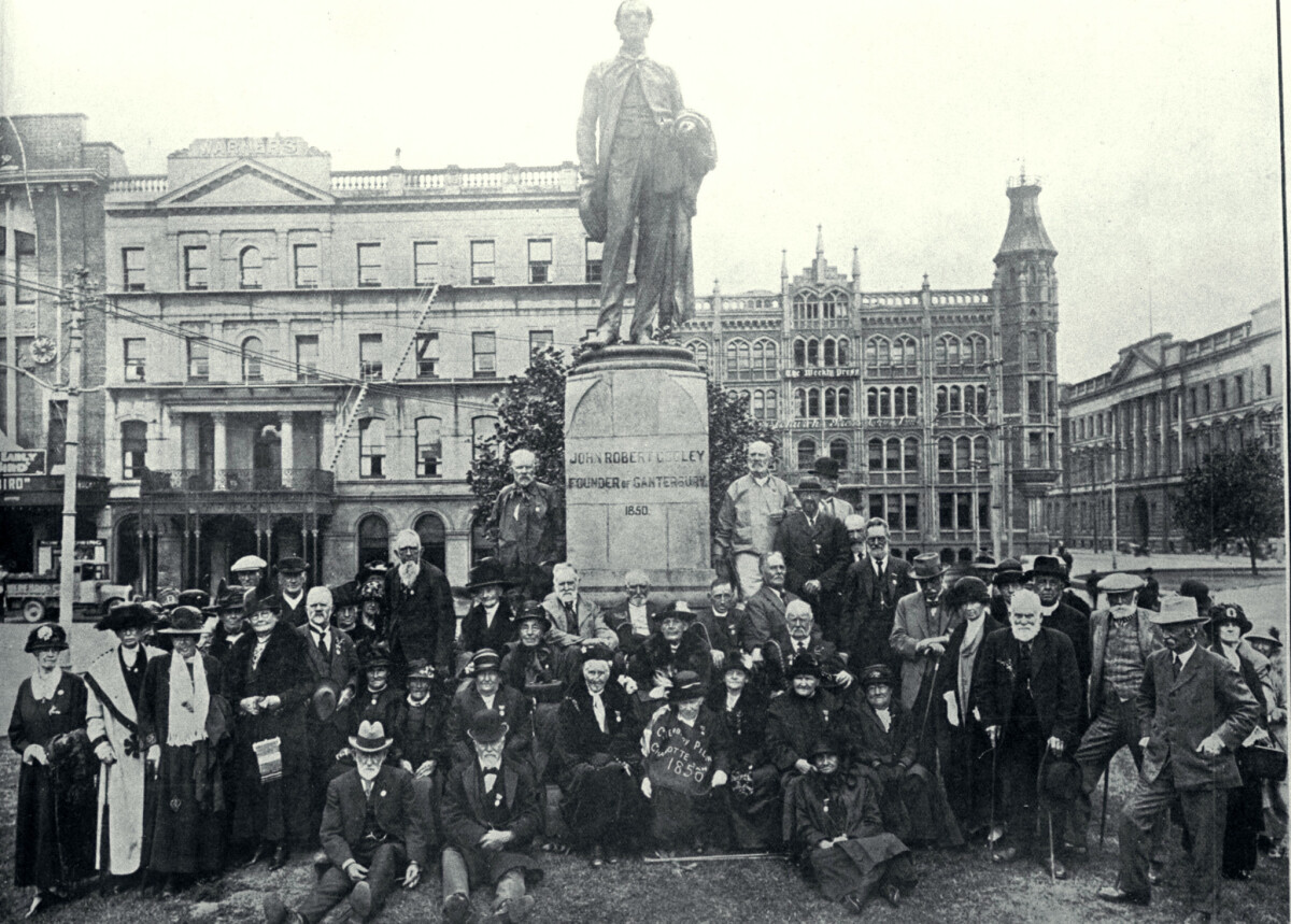 Survivors of the first six ships around the Godley statue