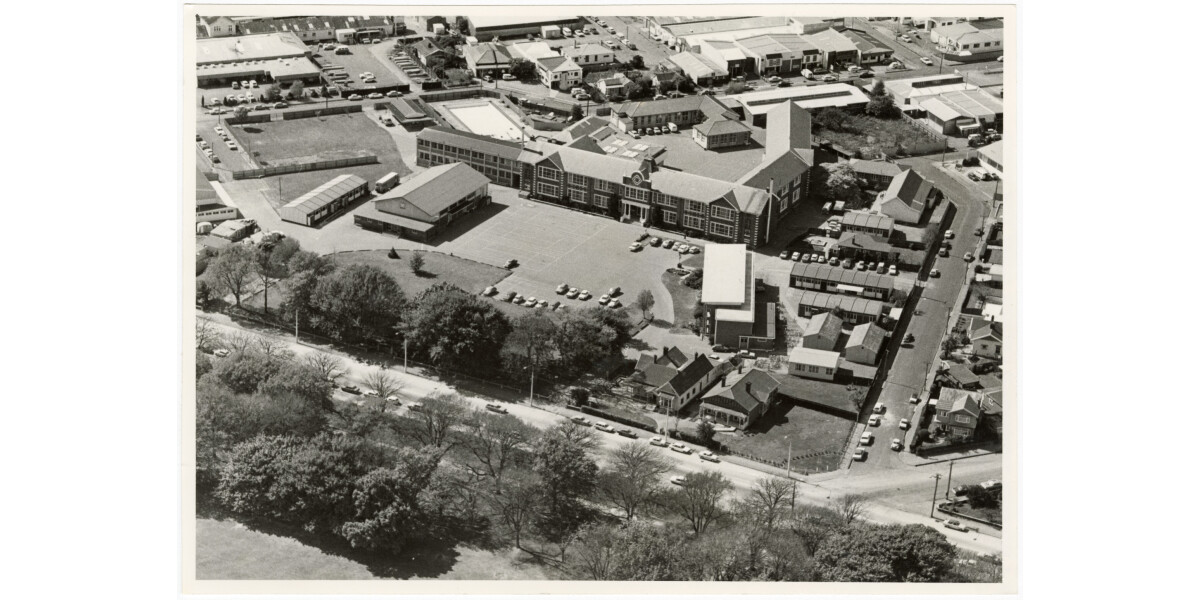 Aerial view of Hagley High School discoverywall.nz