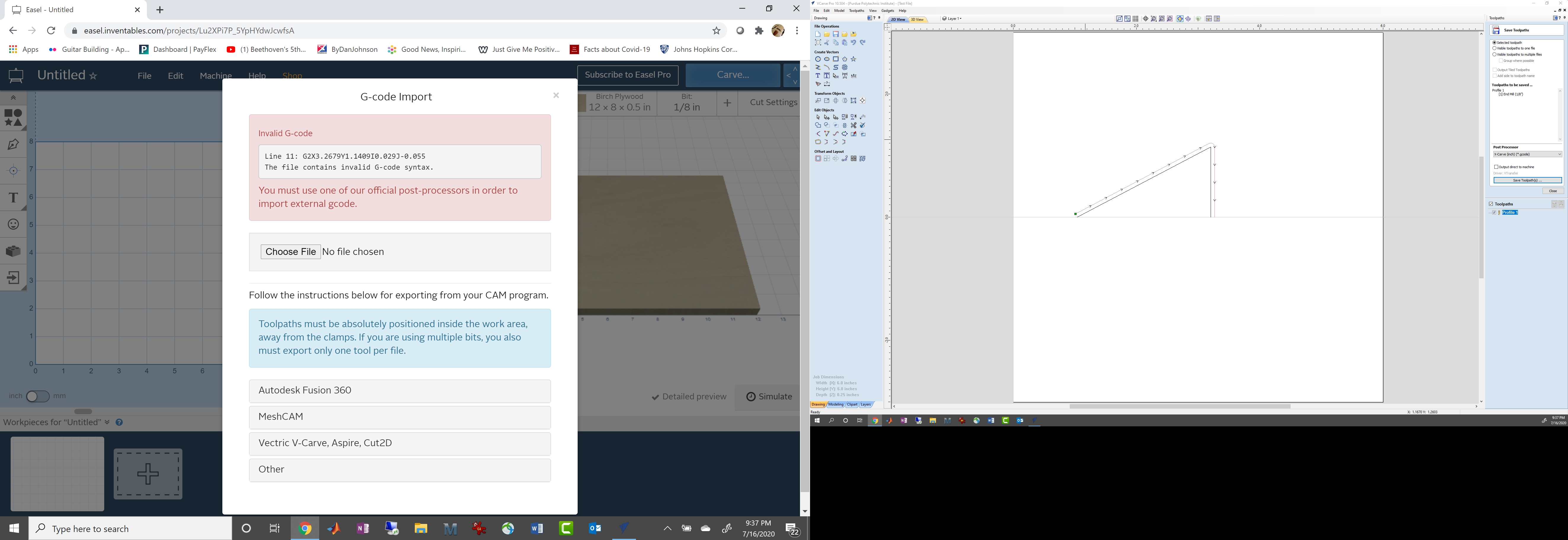 Problem with VCarve Pro 10.5 and Easel Easel Inventables Community