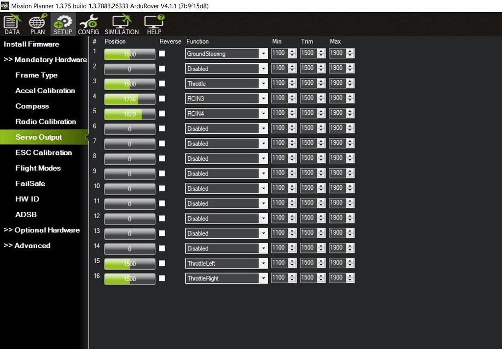 Servo output How to determine which channel is Throttle ArduRover