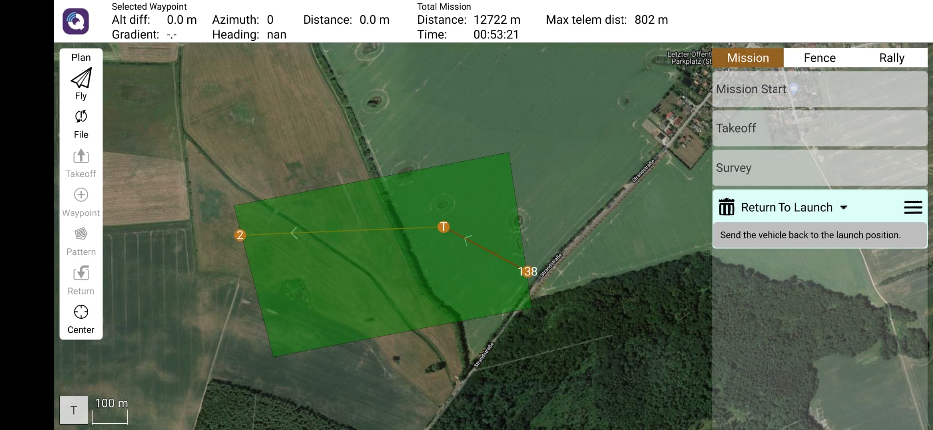 QGC mission planning red RTL line meaning QGroundControl ArduPilot
