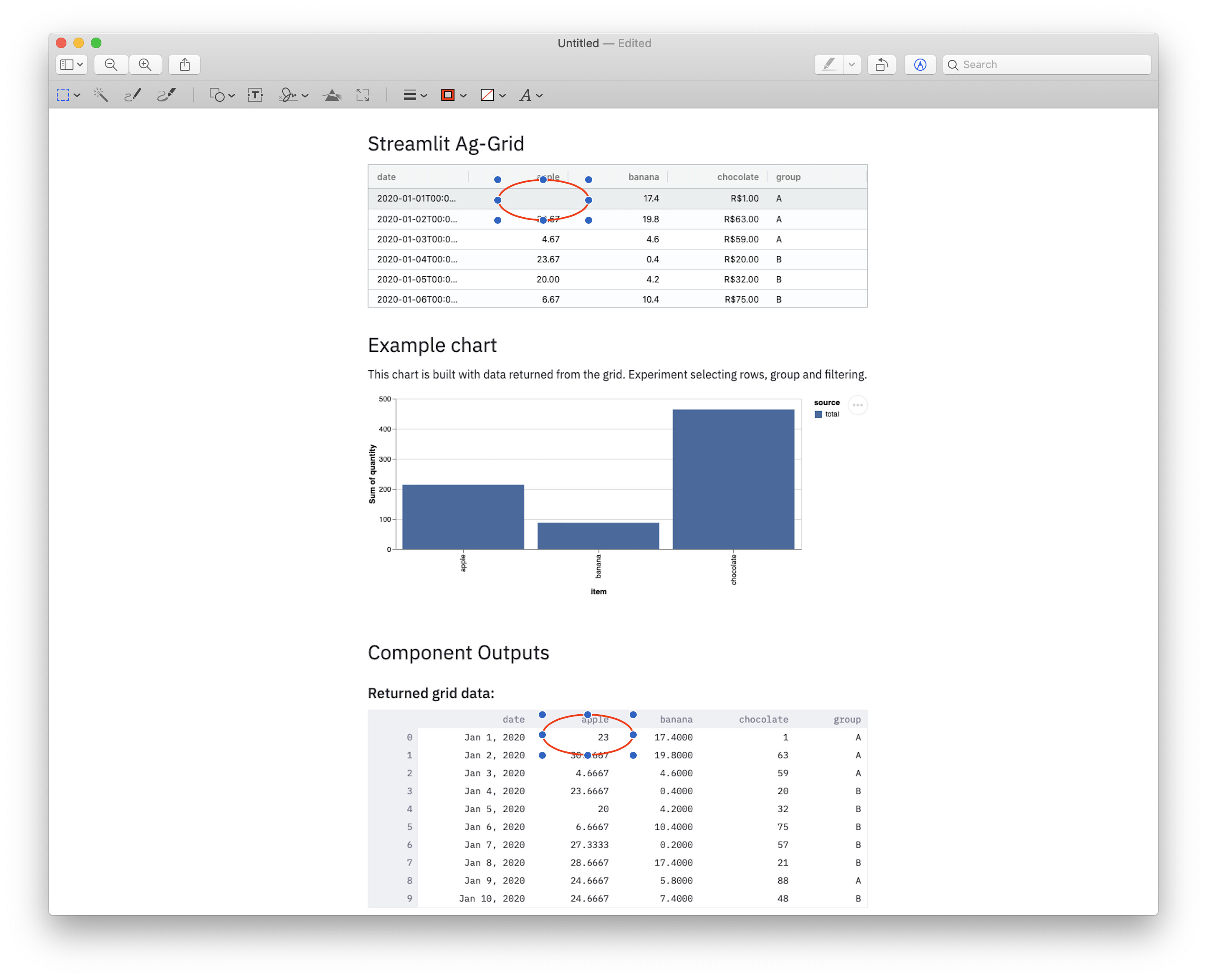 AgGrid component with input support 43 by PeterT streamlitaggrid
