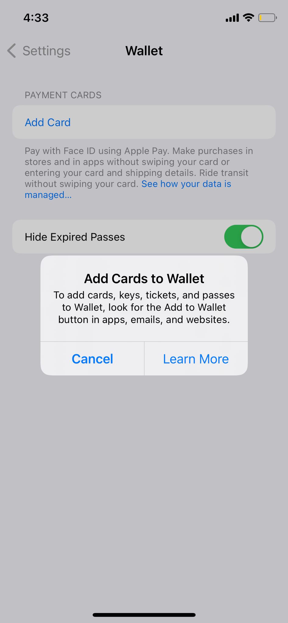 I cannot add any cards to my wallet. The… Apple Community