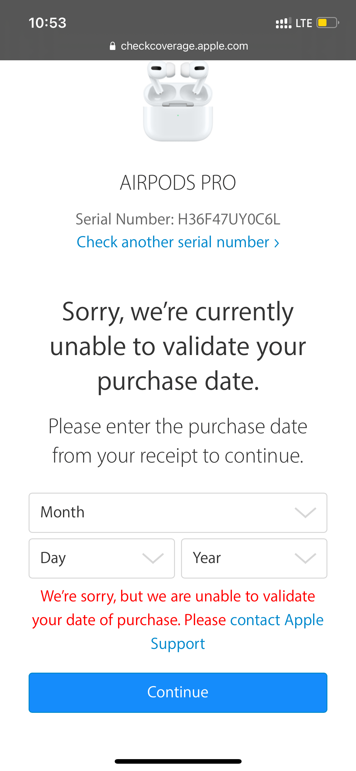 Unable to validate AirPods purchase date Apple Community