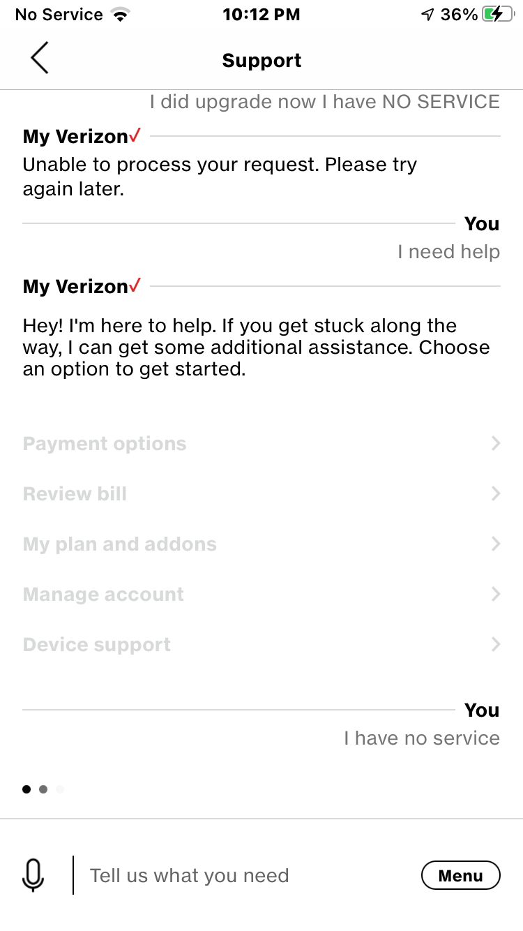 Did upgrade now I have no service Apple Community