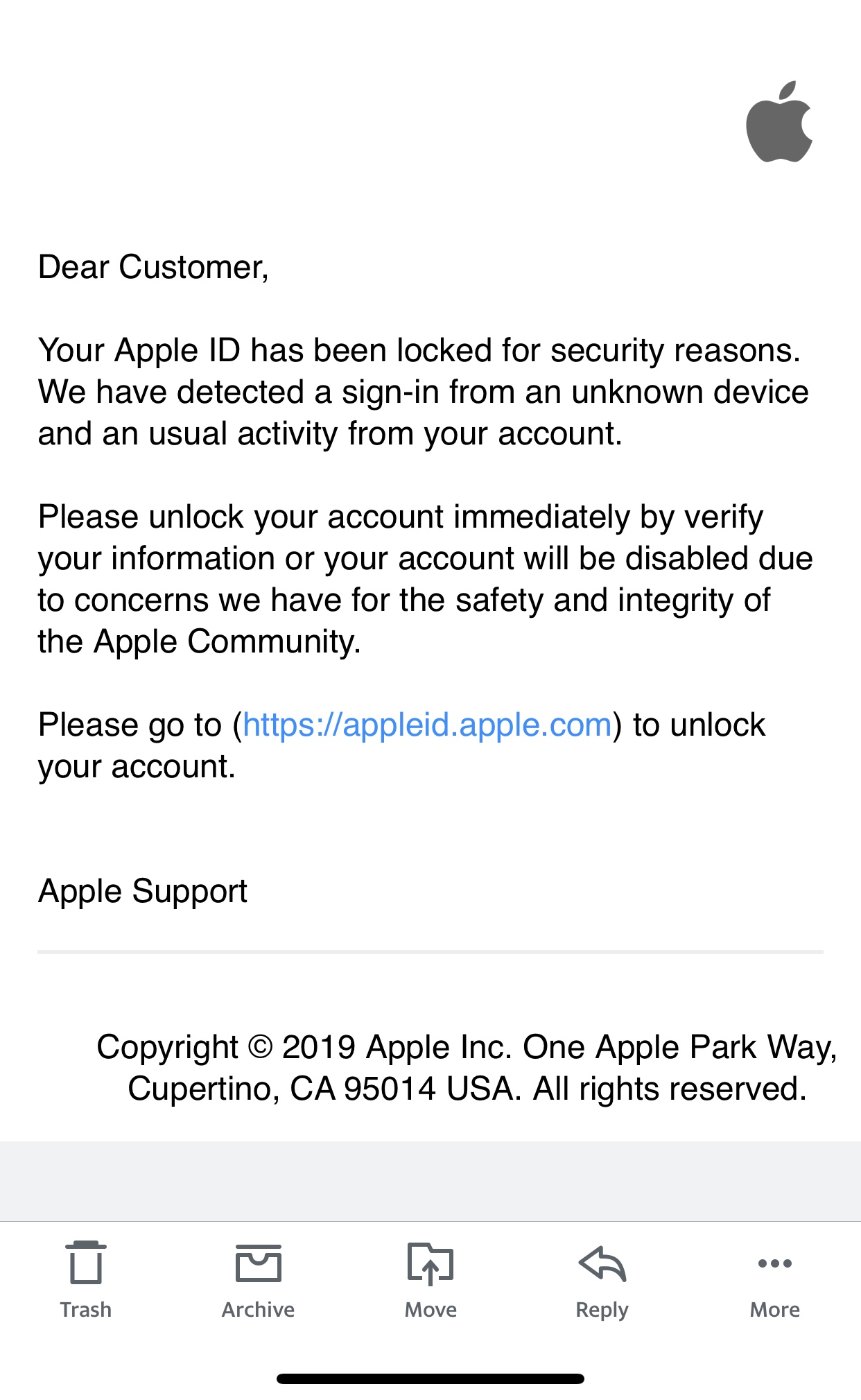 Email verification Apple Community