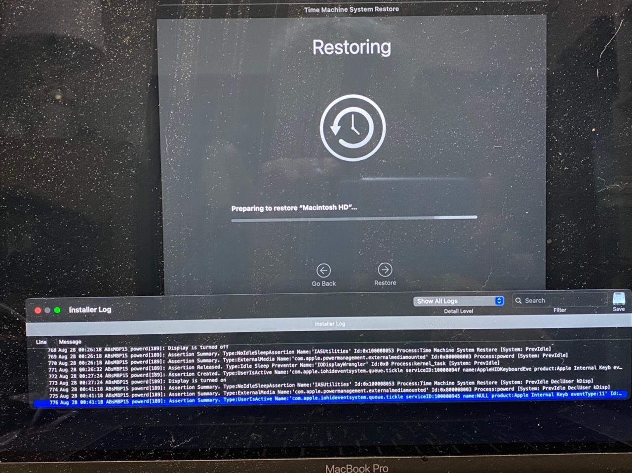 Using Time Machine System Restore app Apple Community