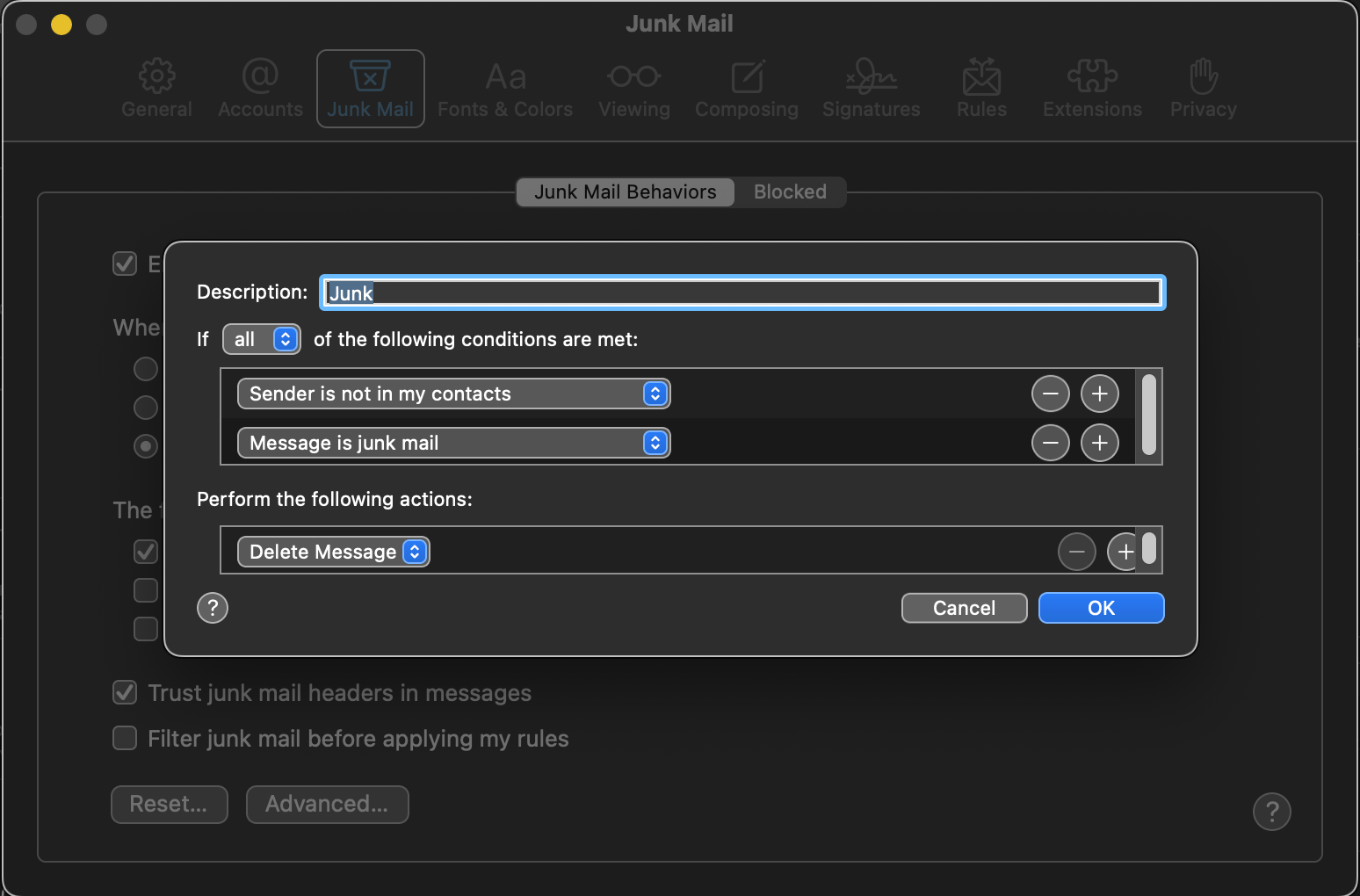 Auto Delete Junk Mail Apple Community