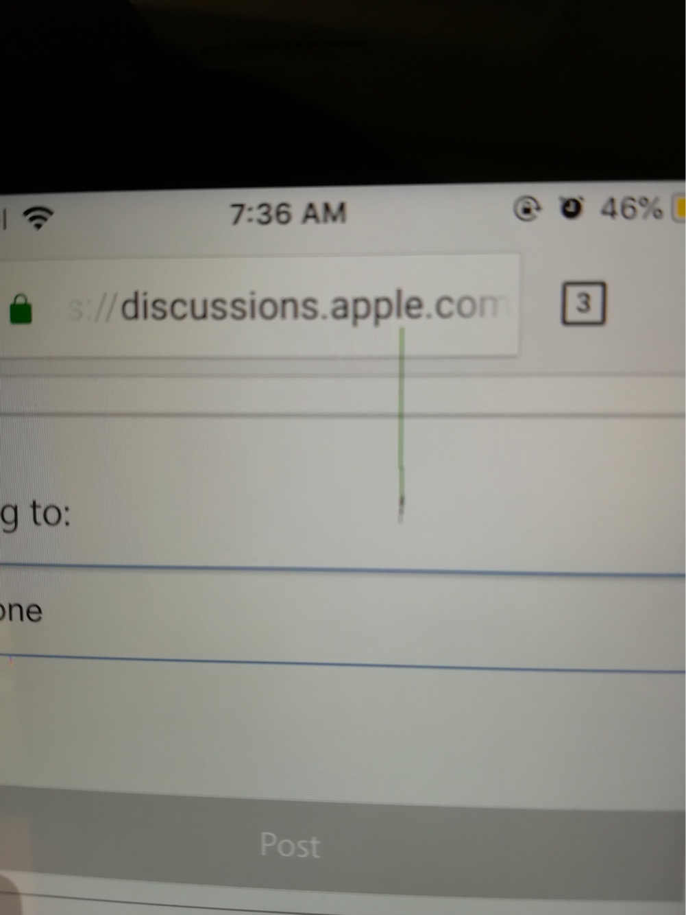 How to get rid of Black Green line inside… Apple Community