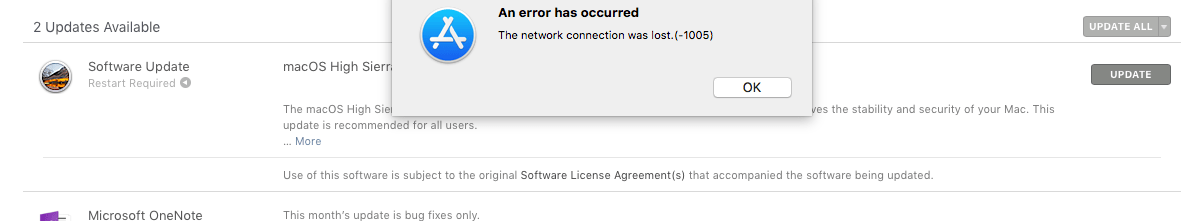 app store the network connection was lost… Apple Community