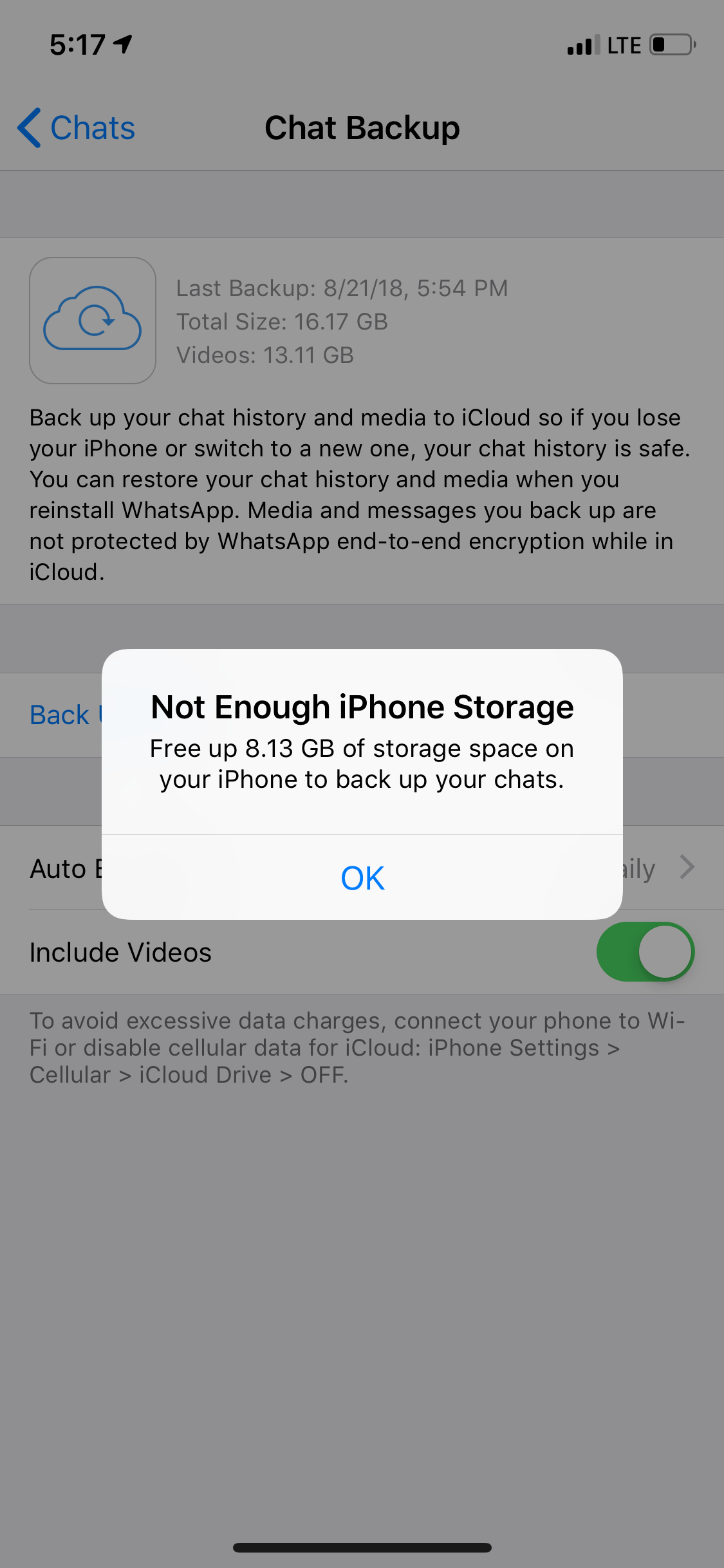 WhatsApp keep said I not enough space to … Apple Community