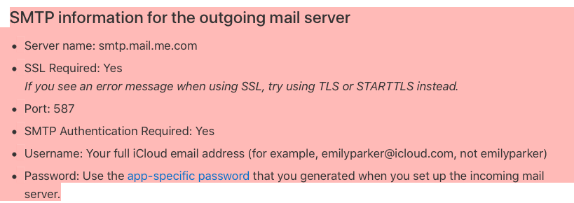 Cannot connect to icloud SMTP server (can… Apple Community