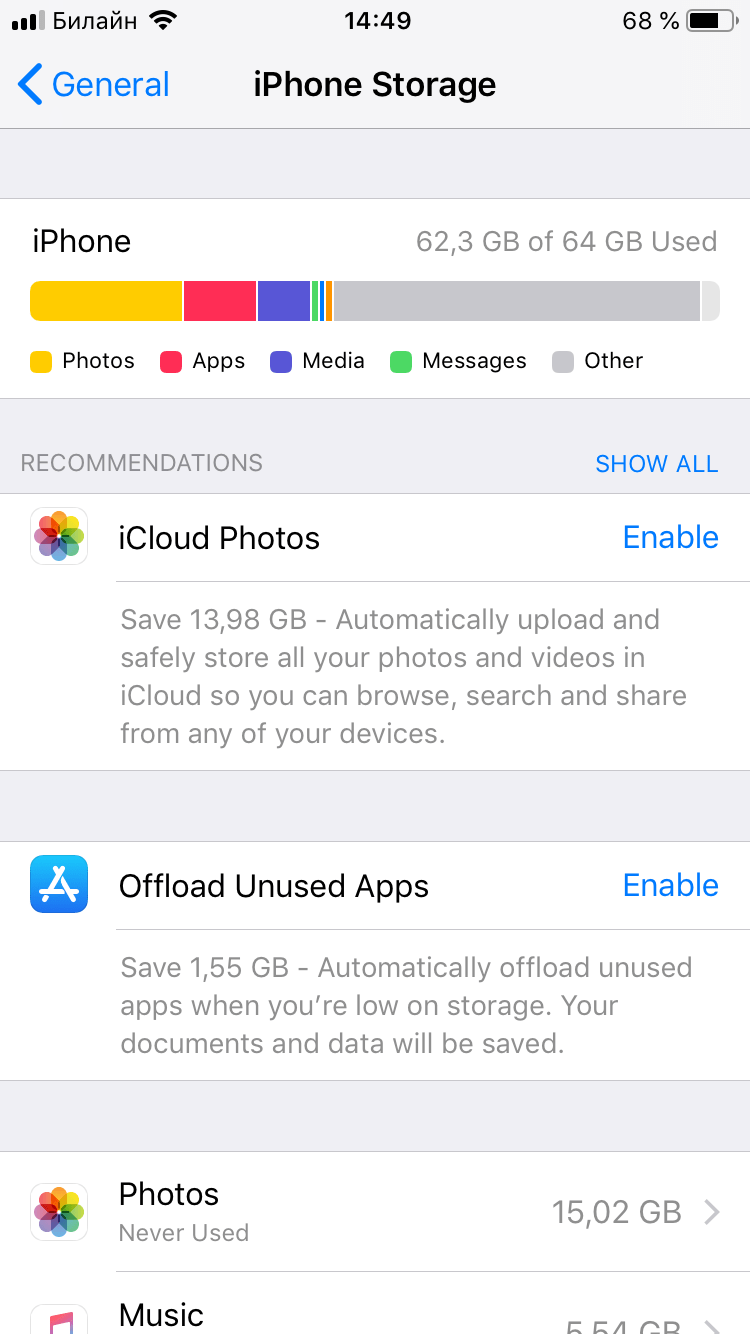 How to reduce "other" size on iPhone 6S? Apple Community