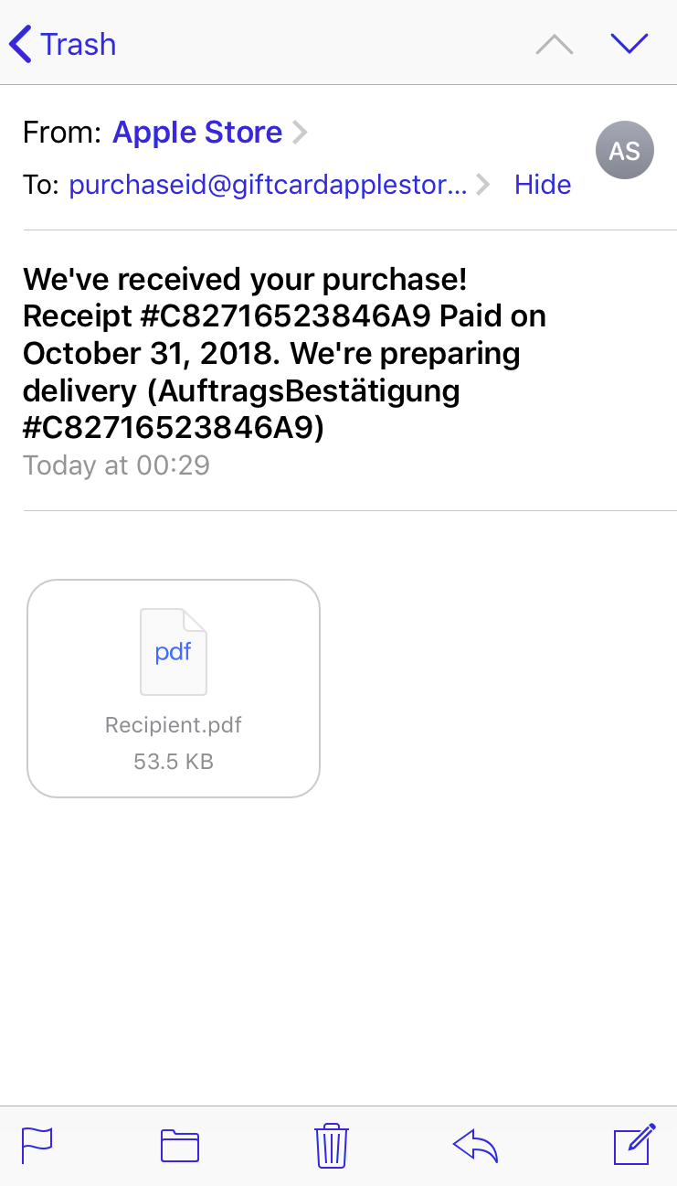 scam mail from apple gift card store Apple Community