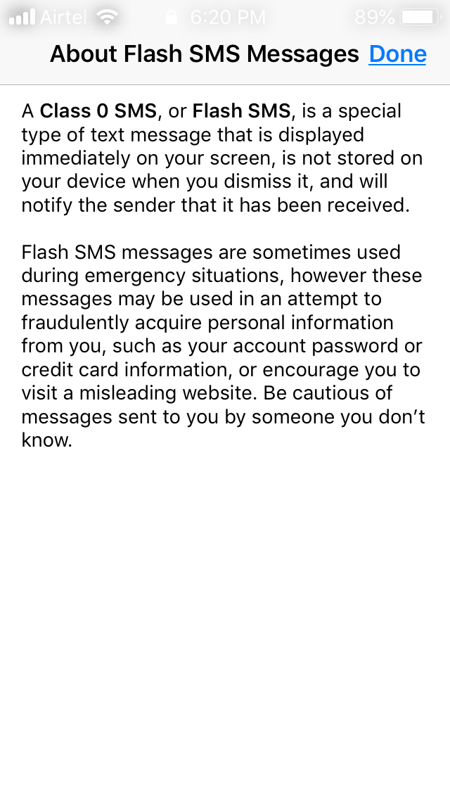 Disable flash messages (class 0 SMS) Apple Community