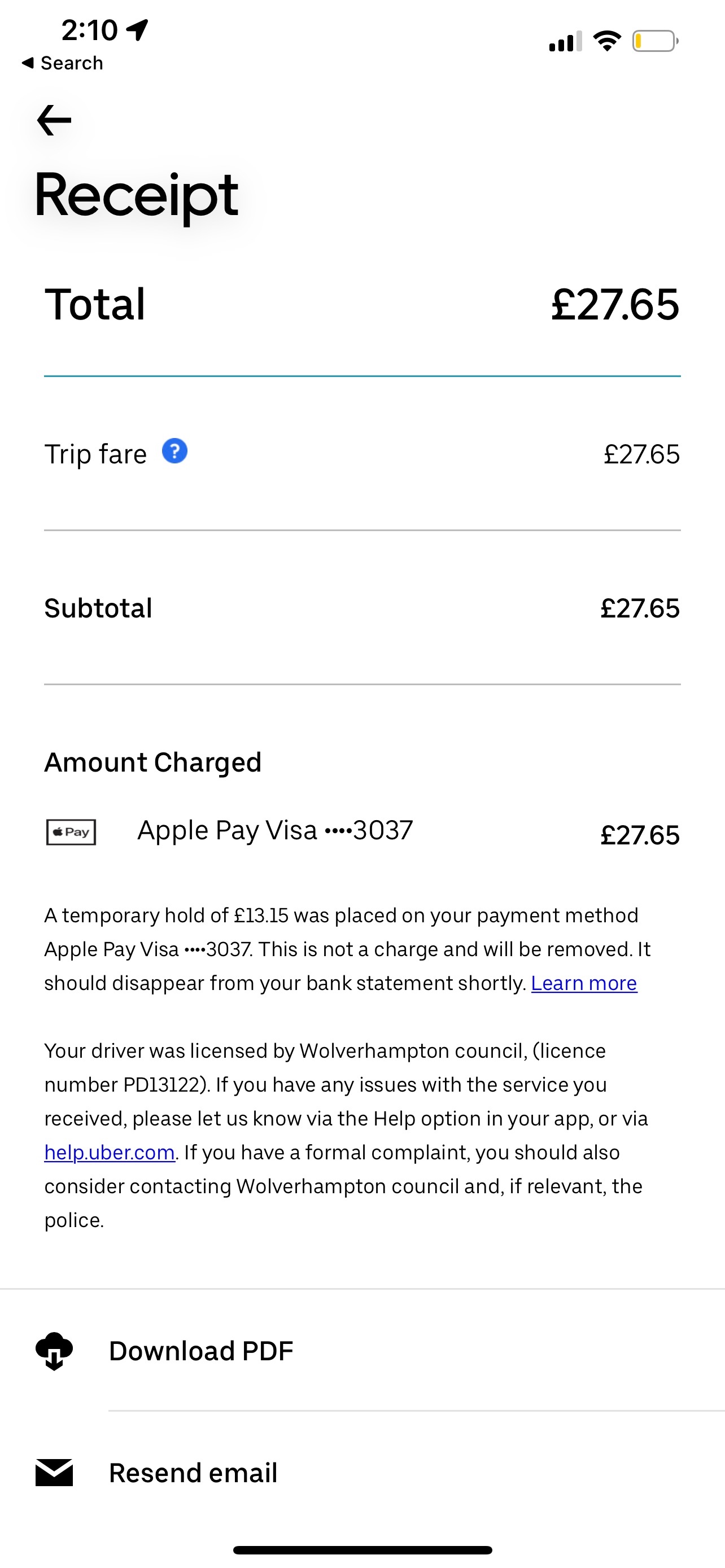 About the Uber Apple Pay refund Apple Community