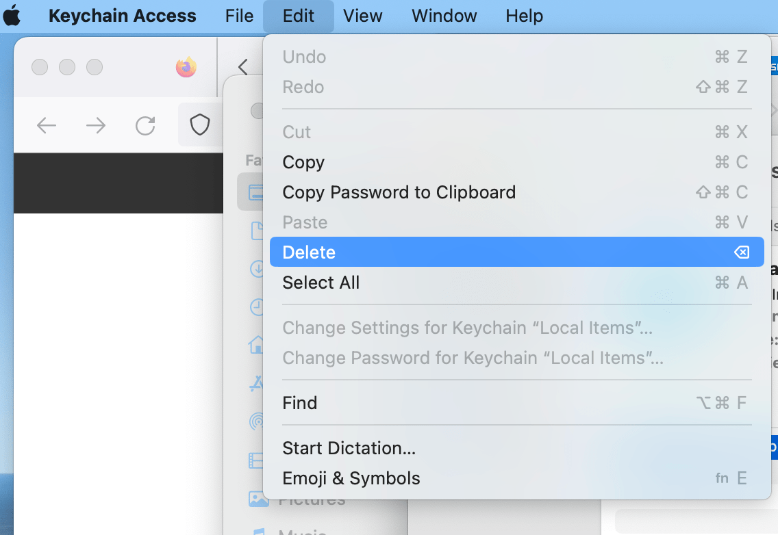 Why can't I delete keychain items? Apple Community