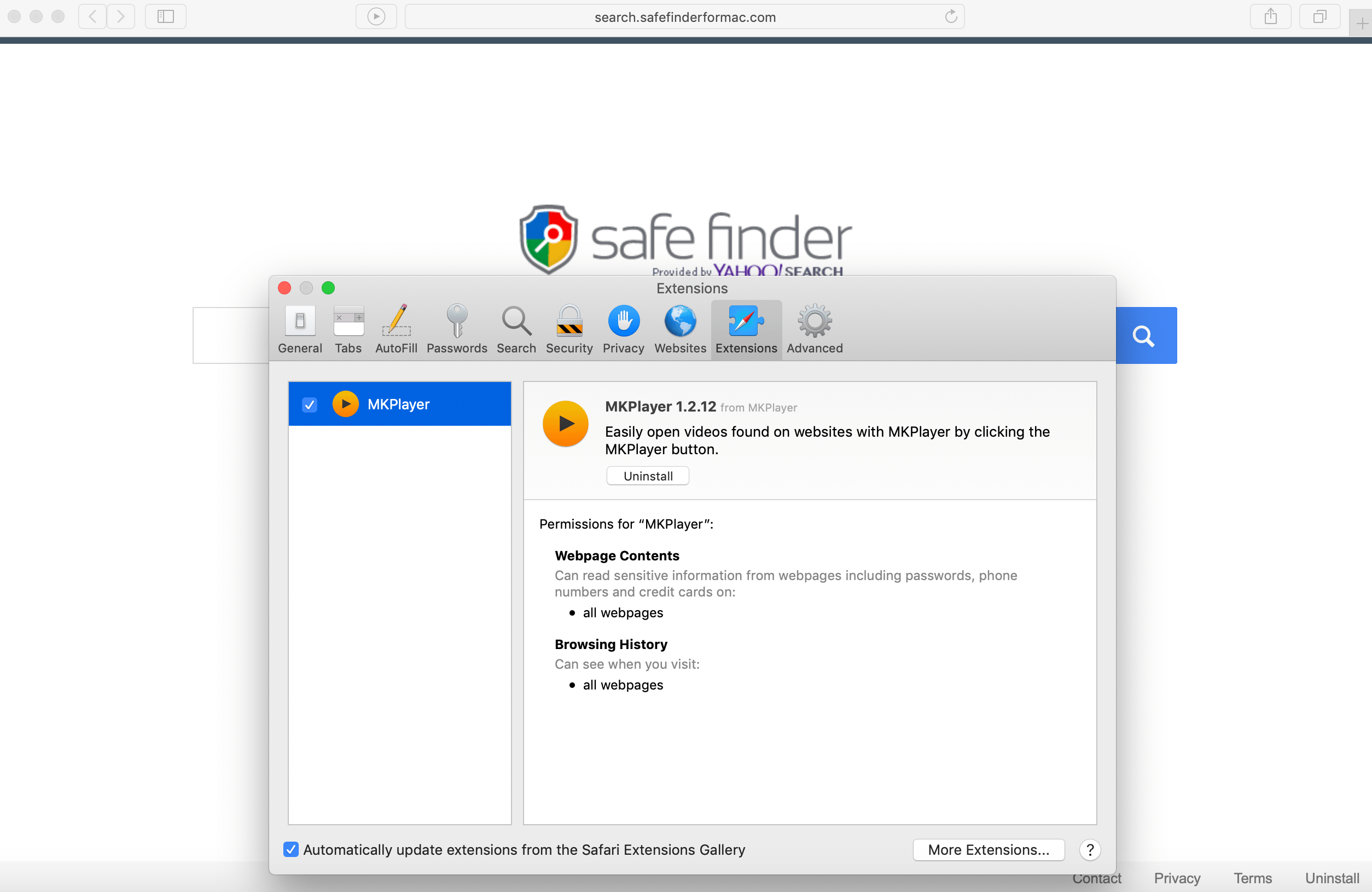 Delete safe finder of safari Apple Community