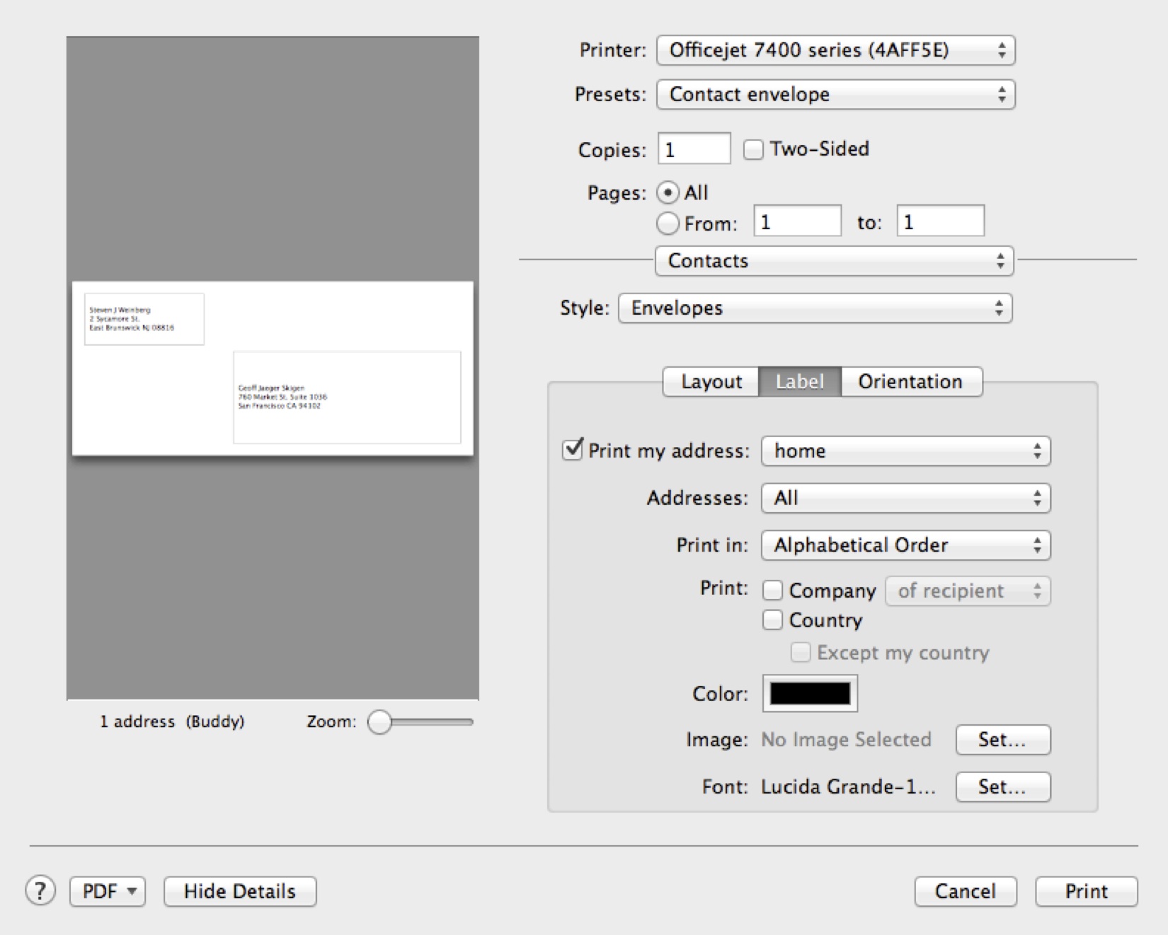 Can you print envelopes from Contact? Apple Community