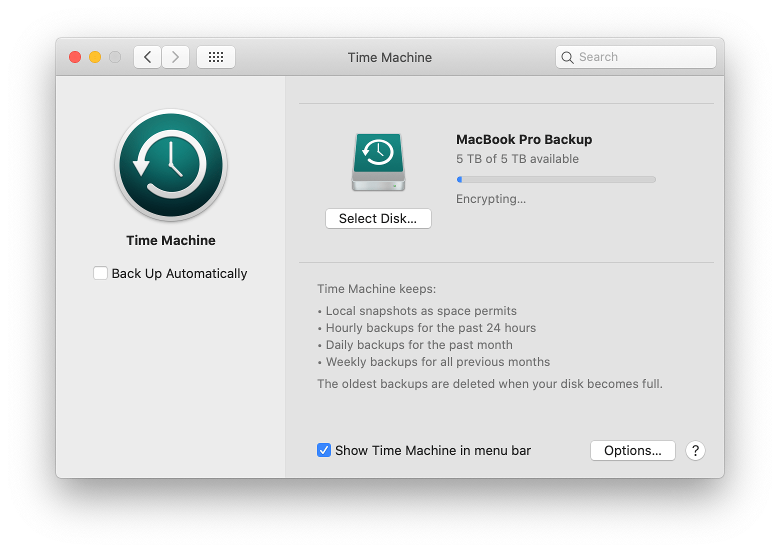 Time Machine Encrypting Encryption stuck … Apple Community