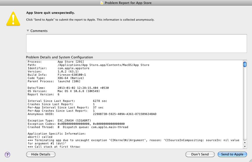 "App Store Quit Unexpectedly" Apple Community