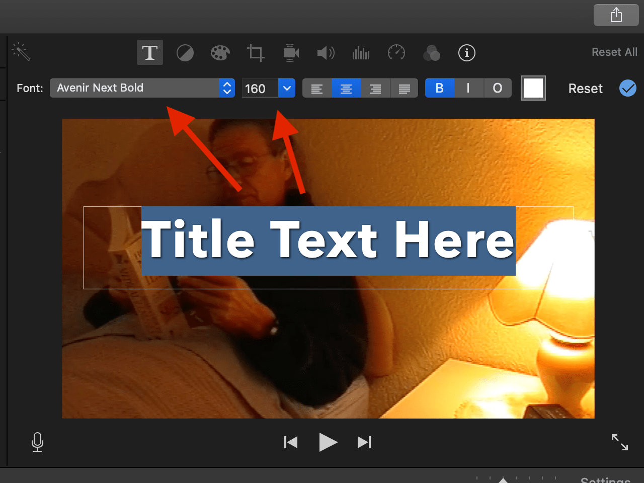 iMovie font and size default Apple Community