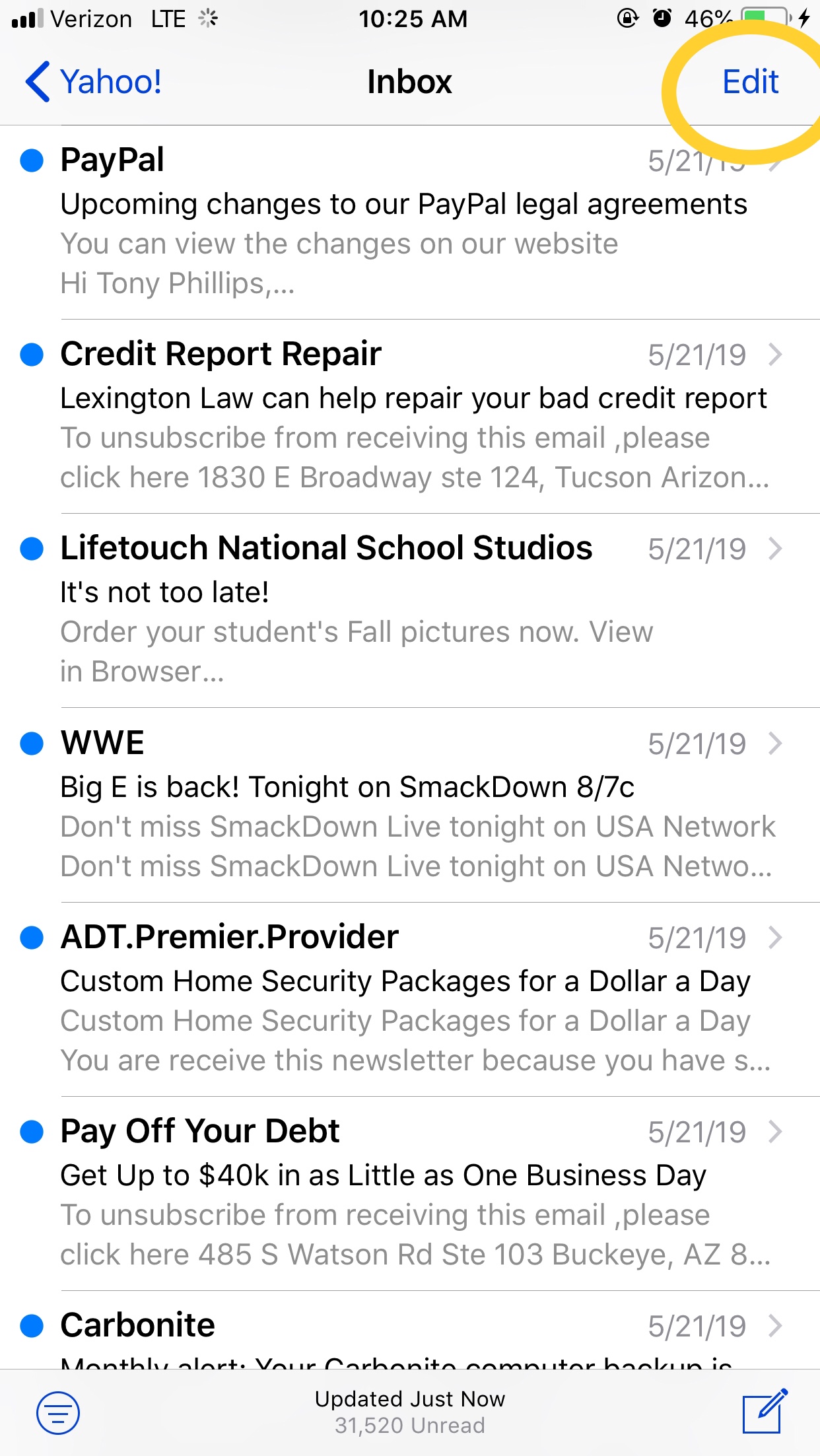 Grayed Out Junk Folder on Yahoo Apple Community