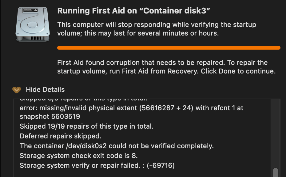 First Aid from Recovery failed reinstall… Apple Community
